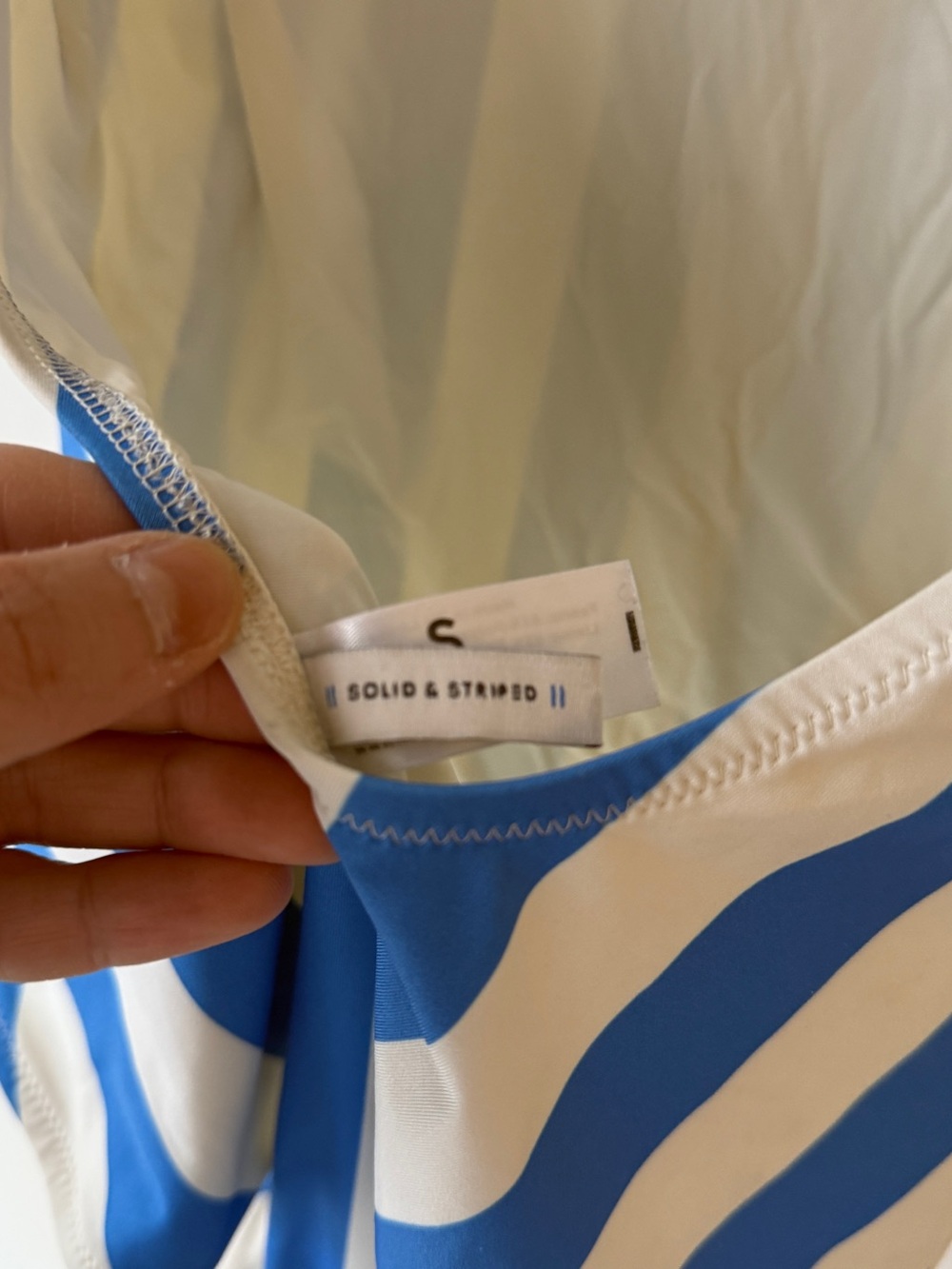 SOLID & STRIPED Blue and White Striped Swimsuit - Picture 4 of 6
